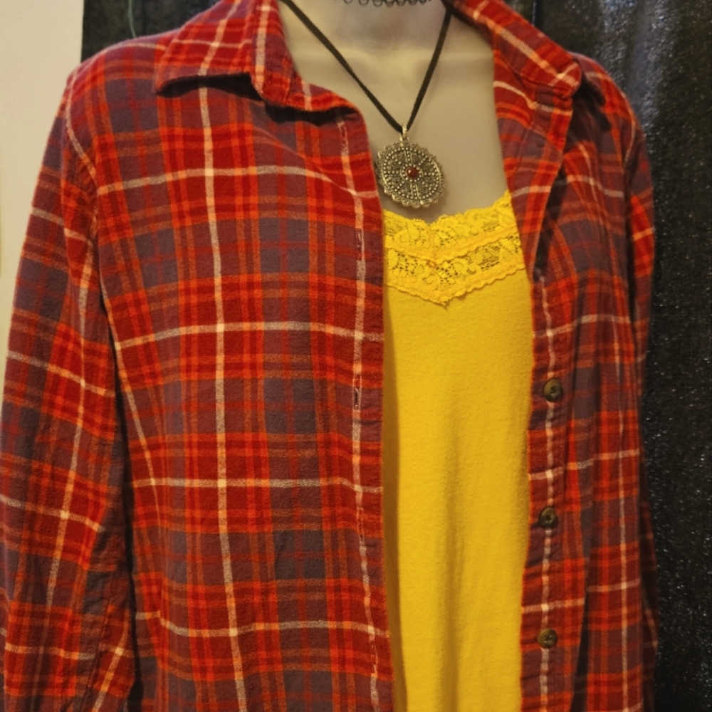 Cabela's women striped flannel button-down shirt